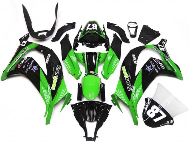 2011-2015 Kawasaki ZX10R Motorcycle Fairings - Green Glossy Black Blue Star Team Green 87 Canada Websites