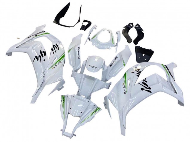 2011-2015 Kawasaki ZX10R Motorcycle Fairings - White Green Stripe Black Ninja Canada Websites