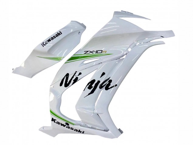 2011-2015 Kawasaki ZX10R Motorcycle Fairings - White Green Stripe Black Ninja Canada Websites