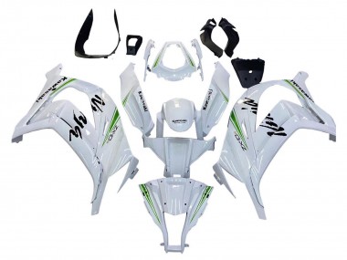 2011-2015 Kawasaki ZX10R Motorcycle Fairings - White Green Stripe Black Ninja Canada Websites