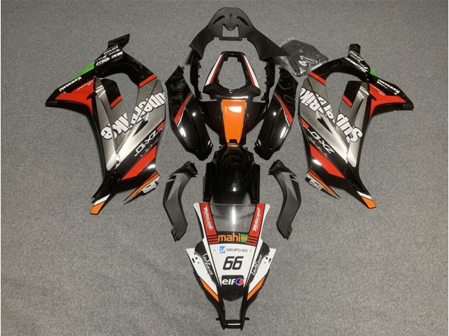 2011-2015 Kawasaki ZX10R Motorcycle Fairings - White Orange Black Mahi Elf 66 Superbike Canada Websites