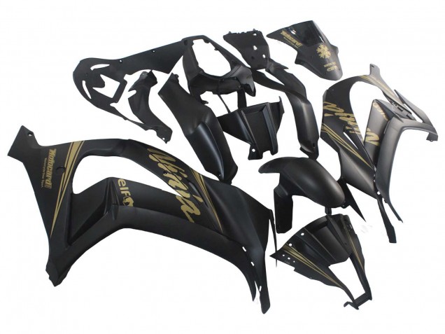 2011-2015 Kawasaki ZX10R Motorcycle Fairings - Matte Black Gold Snow Elf Canada Websites