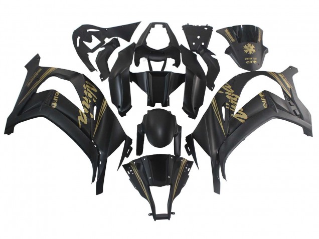 2011-2015 Kawasaki ZX10R Motorcycle Fairings - Matte Black Gold Snow Elf Canada Websites