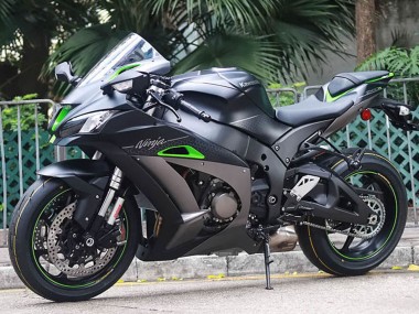 2011-2015 Kawasaki ZX10R Motorcycle Fairings - Matte Black Green White Honeycomb Canada Websites