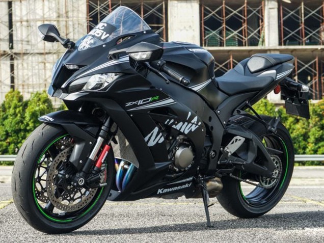 2011-2015 Kawasaki ZX10R Motorcycle Fairings - Matte Black White Green Snow Decal Canada Websites