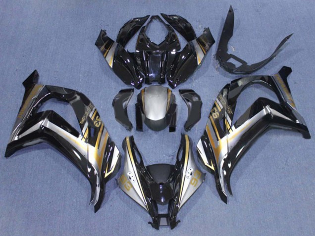 2016-2020 Kawasaki ZX10R Motorcycle Fairings - Glossy Black Silver Gold 93 Canada Websites