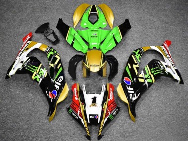 2016-2020 Kawasaki ZX10R Motorcycle Fairings - Green Gold White Red Black Elf Monster Canada Websites