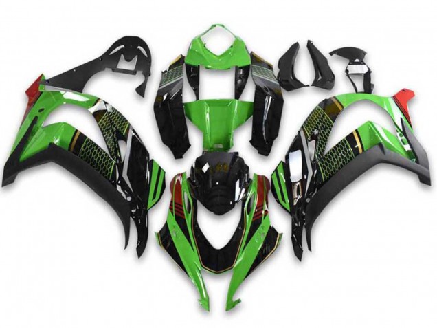 2021-2025 Kawasaki ZX10R Motorcycle Fairings - Green Black Red Honeycomb Canada Websites