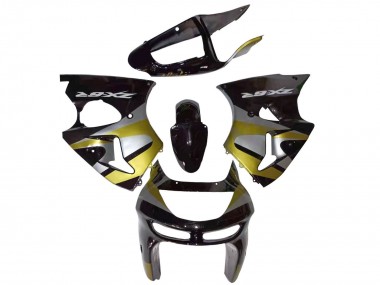 1998-1999 Kawasaki ZX6R Motorcycle Fairings - Glossy Black Silver Yellow Canada Websites