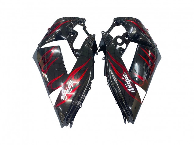 2006-2011 Kawasaki ZX14R ZZR1400 Motorcycle Fairing Kits - Glossy Black Red Flame Canada Websites