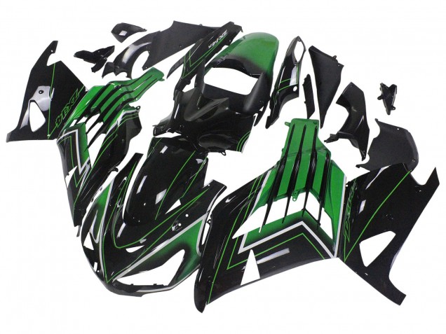 2012-2024 Kawasaki ZX14R ZZR1400 Motorcycle Fairings - Green Glossy Black Stripe Canada Websites