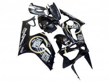 2003-2004 Kawasaki ZX6R Motorcycle Fairings - Glossy Black White Motul Lucky Strike Canada Websites