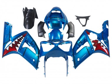 2003-2004 Kawasaki ZX6R Motorcycle Fairings - Blue White Red Shark Canada Websites