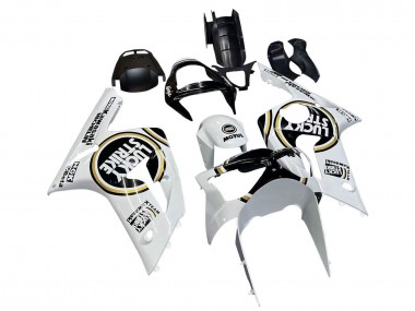 2003-2004 Kawasaki ZX6R Motorcycle Fairings - White Black Motul Lucky Strike Canada Websites