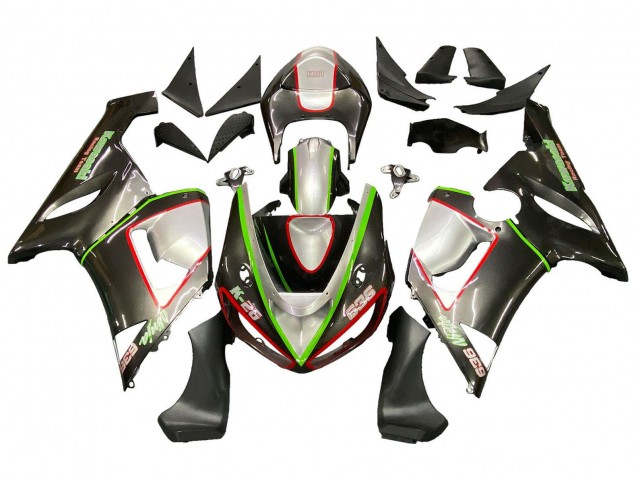2005-2006 Kawasaki ZX6R Motorcycle Fairings - Black Silver Green Red K-26 Canada Websites