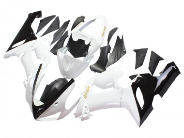 2005-2006 Kawasaki ZX6R Motorcycle Fairings - White Black Gold Ninja Canada Websites