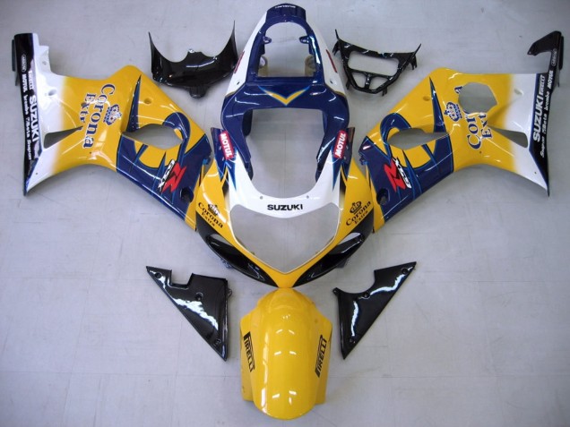 2000-2002 Suzuki GSXR1000 Motorcycle Fairings - Yellow Dark Blue White Motul Corona Canada Websites