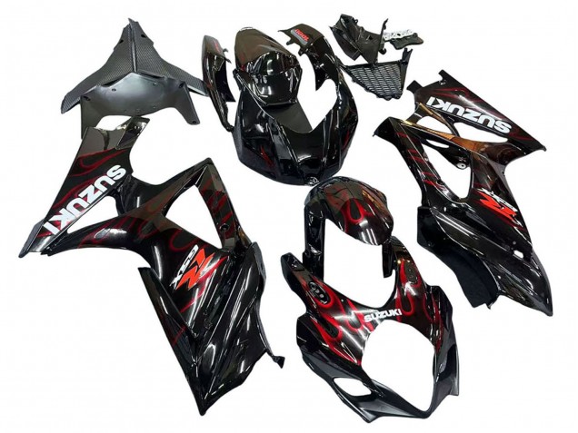2007-2008 Suzuki GSXR 1000 Motorcycle Fairings - Black Red Flame Canada Websites