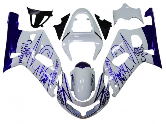2001-2003 Suzuki GSXR 600 / GSXR 750 Motorcycle Fairings - White Blue Corona Alstare Canada Websites