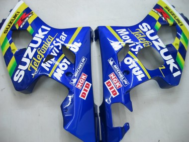 2004-2005 Suzuki GSXR 600 / GSXR 750 Motorcycle Fairings - Blue White Yellow Green Telefumica Motul MoviStar Canada Websites