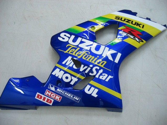 2004-2005 Suzuki GSXR 600 / GSXR 750 Motorcycle Fairings - Blue White Yellow Green Telefumica Motul MoviStar Canada Websites