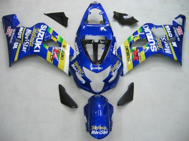 2004-2005 Suzuki GSXR 600 / GSXR 750 Motorcycle Fairings - Blue White Yellow Green Telefumica Motul MoviStar Canada Websites
