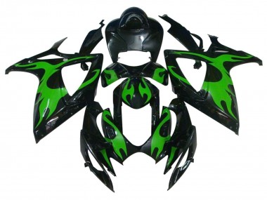2004-2005 Suzuki GSXR 600 / GSXR 750 Motorcycle Fairings - Glossy Black Green Flame Canada Websites