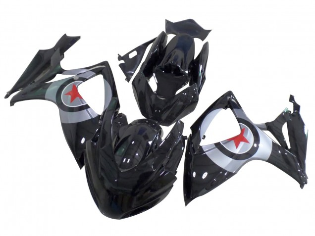 2004-2005 Suzuki GSXR 600 / GSXR 750 Motorcycle Fairings - Glossy Black Silver Red Star Canada Websites