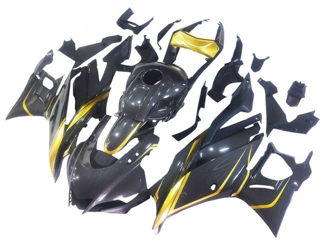 2019-2021 Yamaha YZF R3/R25 Motorcycle Fairings - Gold Black Carbon Fiber Canada Websites