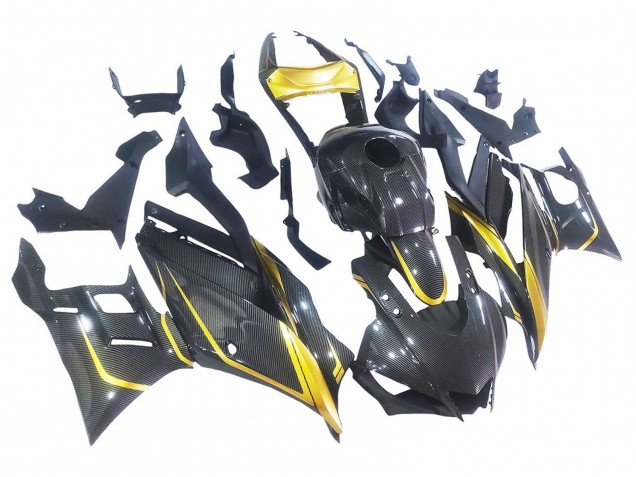 2019-2021 Yamaha YZF R3/R25 Motorcycle Fairings - Gold Black Carbon Fiber Canada Websites