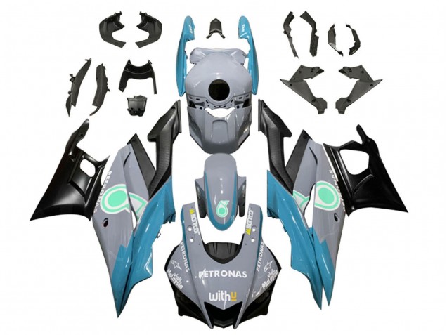 2019-2021 Yamaha YZF R3/R25 Motorcycle Fairings - Nardo Grey Blue Black Petronas Canada Websites