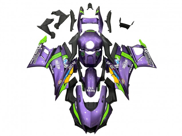 2019-2021 Yamaha YZF R3/R25 Motorcycle Fairings - Purple Green White EVA Racing Canada Websites