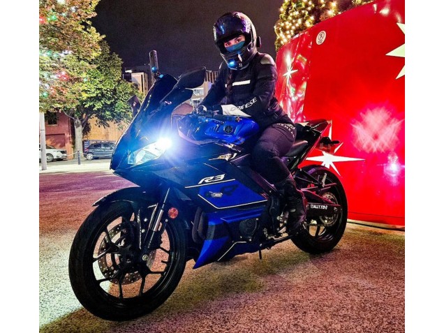 2022-2024 Yamaha YZF R3/R25 Motorcycle Fairings - Blue Glossy Black Canada Websites