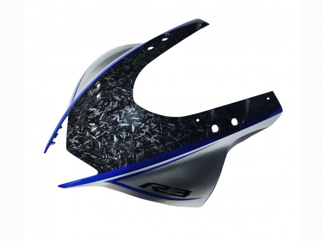 2022-2024 Yamaha YZF R3/R25 Motorcycle Fairings - Marble Black Silver Blue Forged Carbon Fiber Style Canada Websites