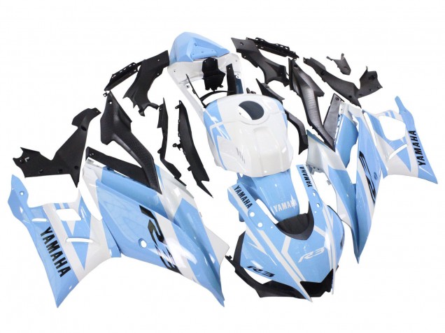 2022-2024 Yamaha YZF R3/R25 Motorcycle Fairings - White Light Blue Canada Websites