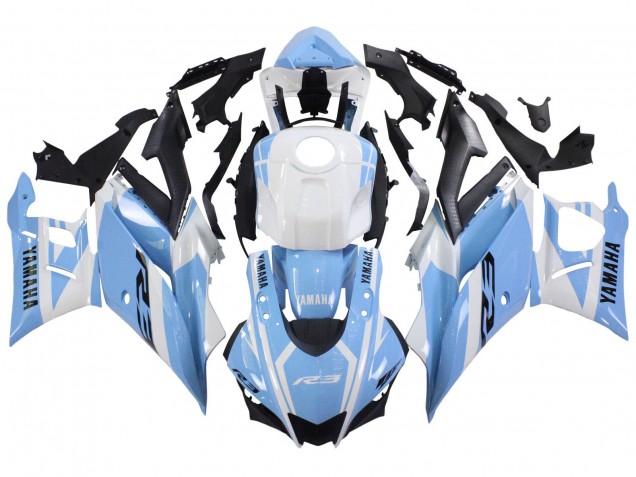 2022-2024 Yamaha YZF R3/R25 Motorcycle Fairings - White Light Blue Canada Websites