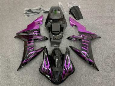 2002-2003 Yamaha YZF 1000 R1 Motorcycle Fairings - Glossy Black Purple Flame Canada Websites