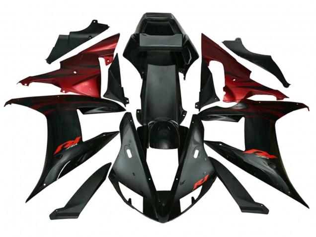 2002-2003 Yamaha YZF 1000 R1 Motorcycle Fairings - Red Black Flame Canada Websites