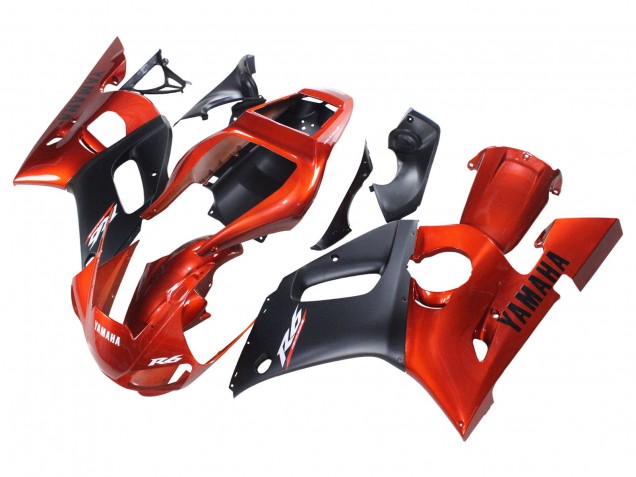 1998-2002 Yamaha YZF 600 R6 Motorcycle Fairings - Orange Matte Black Canada Websites