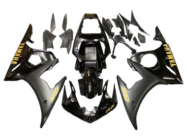 2003-2004 Yamaha YZF R6 Motorcycle Fairings - Glossy Black Matte Black Gold Decals Canada Websites
