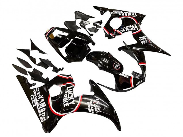 2003-2004 Yamaha YZF R6 Motorcycle Fairings - Glossy Black Red White Lucky Strike Motul Canada Websites