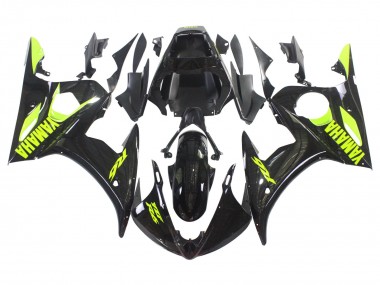 2003-2004 Yamaha YZF R6 Motorcycle Fairings - Glossy Black Neon Yellow Canada Websites