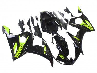2006-2009 Yamaha YZF R6S Motorcycle Fairings - Glossy Black Neon Yellow Canada Websites