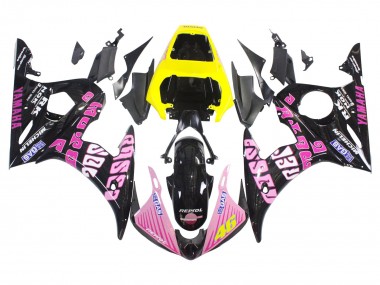 2003-2004 Yamaha YZF R6 Motorcycle Fairings - Yellow Pink Glossy Black Rossi Repsol 46 Canada Websites