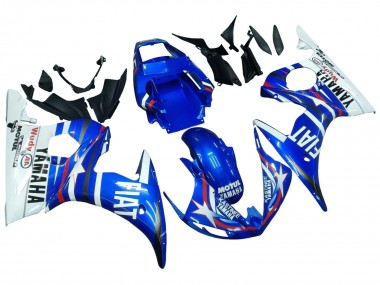 2005 Yamaha YZF 600 R6 Motorcycle Fairings - Blue White Red Motul Michelin Fiat Canada Websites