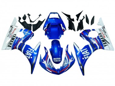 2005 Yamaha YZF 600 R6 Motorcycle Fairings - Blue White Red Motul Michelin Fiat Canada Websites