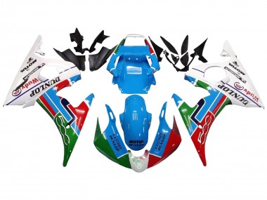 2005 Yamaha YZF 600 R6 Motorcycle Fairings - Light Blue White Green Red Kastinee Dunlop Motul Canada Websites