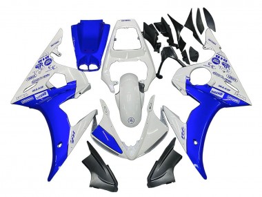 2005 Yamaha YZF 600 R6 Motorcycle Fairings - White Blue Yamalube Canada Websites
