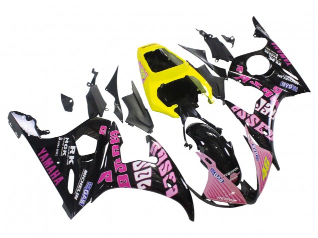 2005 Yamaha YZF 600 R6 Motorcycle Fairings - Black Pink Yellow Repsol 46 Canada Websites