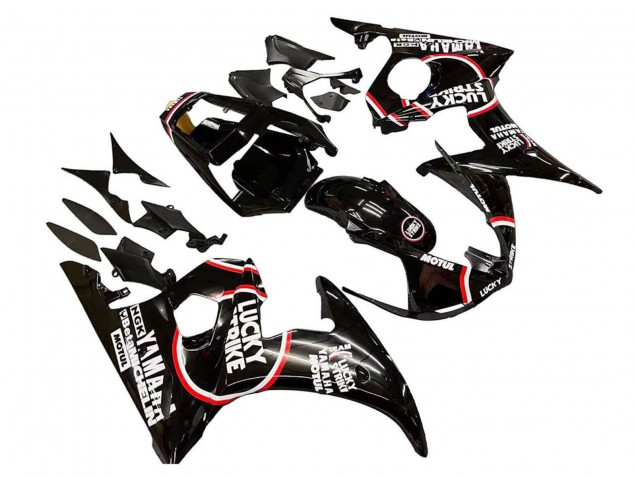 2005 Yamaha YZF 600 R6 Motorcycle Fairings - Glossy Black White Lucky Strike Motul Canada Websites